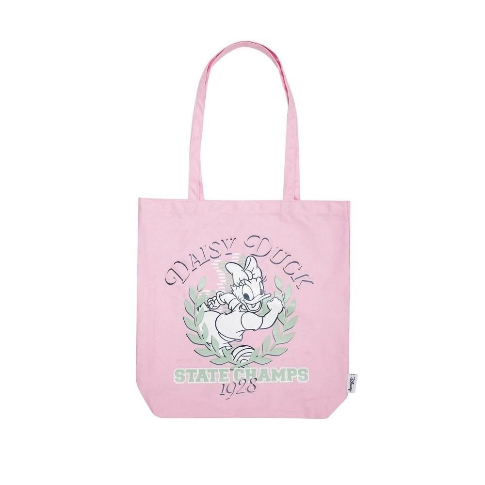 Disney Daisy Duck State Champs Tote Bag Light Pink Cotton Canvas Handbag Womens
